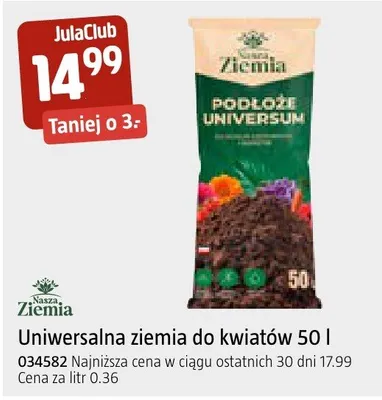 Uniwersalna ziemia do kwiatów 50 l promocja w Jula