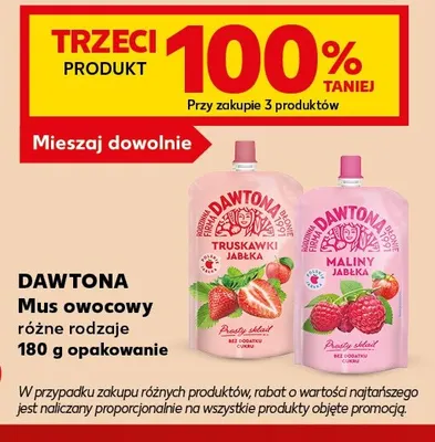 Mus owocowy Dawtona maliny jabłka promocja w Kaufland