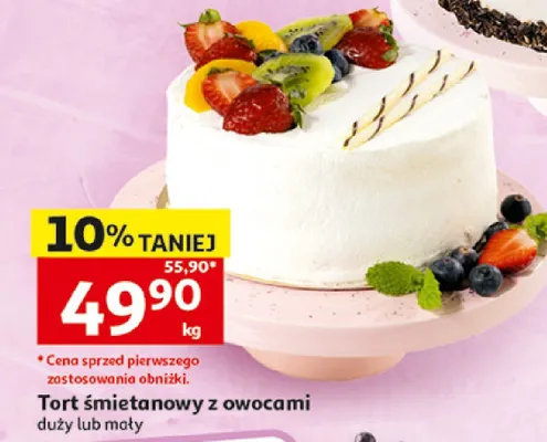 Tort śmietanowy z owocami Auchan duży lub mały promocja w Auchan