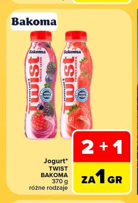 Jogurt Twist truskawka Bakoma promocja w Carrefour Market