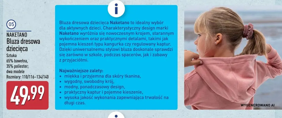 Bluza dresowa dziecięca Naketano promocja w Aldi