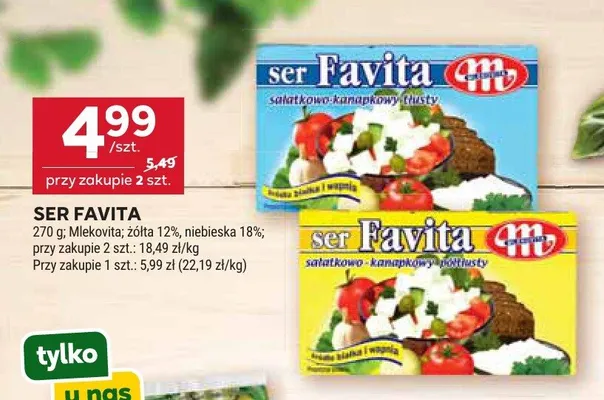 Ser sałatkowo-kanapkowy Favita tłusty 18% promocja w Stokrotka