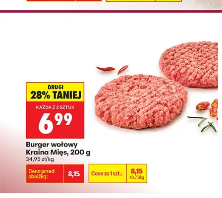 Burger wołowy Kraina Mięs promocja w Biedronka