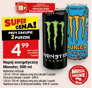 Napój energetyczny Monster, 500 ml promocja w Twój Market