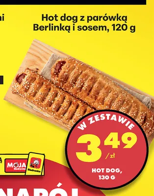 Hot dog z parówką Berlinką i sosem promocja w Biedronka