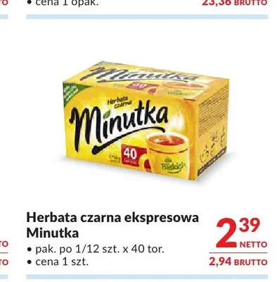 Herbata czarna ekspresowa Minutka promocja w Makro