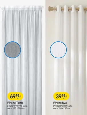 Firana Iwa biała wym. 140 x 280 cm promocja w Castorama