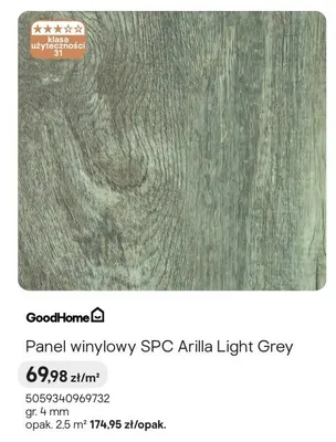 Panel winylowy SPC Arilla Light Grey gr. 4mm promocja w Castorama