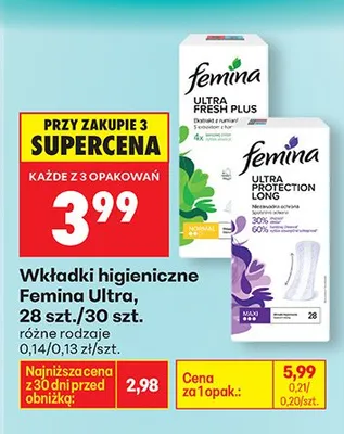 Wkładki higieniczne Ultra 28szt./30szt. promocja w Biedronka