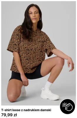 T-shirt loose z nadrukiem damski promocja w 4F