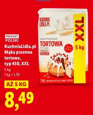 Mąka pszenna tortowa KuchniaLidla.pl typ 450 XXL promocja w Lidl