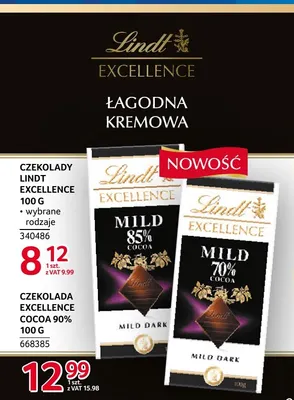 Czekolada Lindt Excellence Mild 85% Cocoa promocja w Selgros