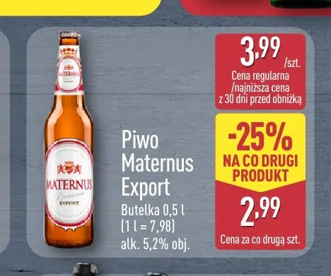 Piwo Maternus Export promocja w Aldi