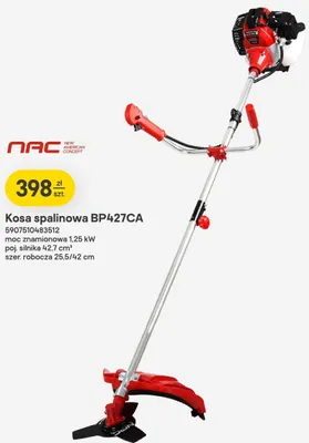Kosa spalinowa NAC BP427CA moc znamionowa 1,25kW poj. silnika 42,7 cm³ szer. robocza 25,5/42cm promocja w Castorama