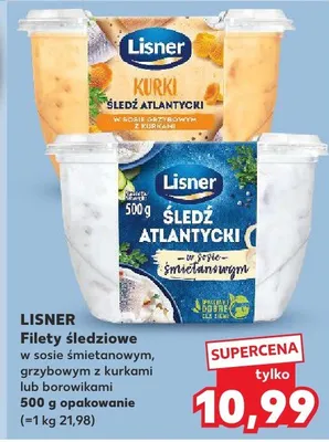 Filety śledziowe w sosie śmietankowym z zieloną cebulką Lisner promocja w Kaufland