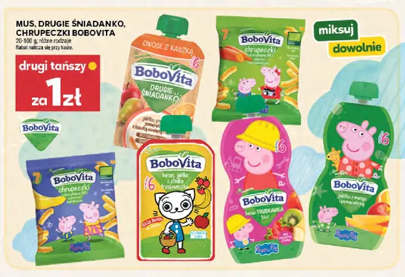 Drugie śniadanko BoboVita owoce z kaszką jabłko gruszka pomarańcza z kaszką owsianą promocja w Stokrotka