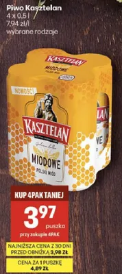 Piwo Kasztelan wybrane rodzaje promocja w Delikatesy Centrum