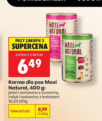 Karma dla psa Maxi Natural jeleń i wołowina z żurawiną promocja w Biedronka