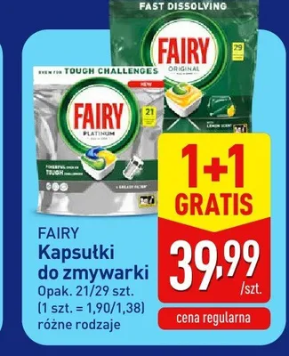 Kapsułki do zmywarki Fairy Original promocja w Aldi