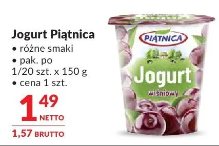 Jogurt Piątnica różne smaki promocja w Makro