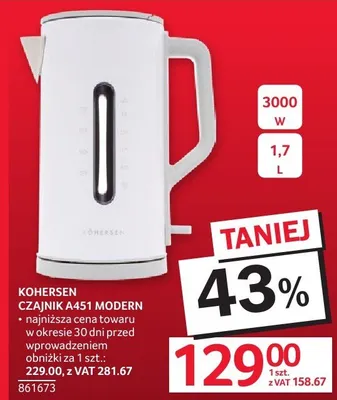 Czajnik Kohersen A451 Modern 1,7L 3000W promocja w Selgros
