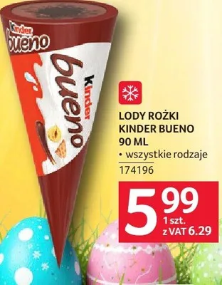 Lody rożki KINDER BUENO 90 ml promocja w Selgros