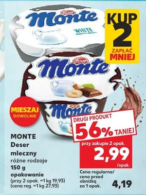 Deser mleczny różne rodzaje Monte promocja w Kaufland