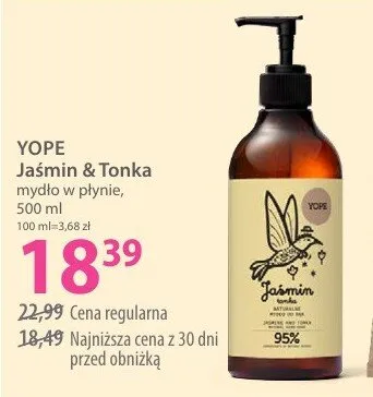 Mydło w płynie Yope Jaśmin & Tonka promocja w Hebe