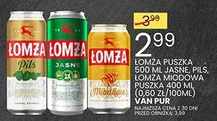 Piwo puszka 500ml jasne, pils, lomza mocne van fan promocja w Wafelek