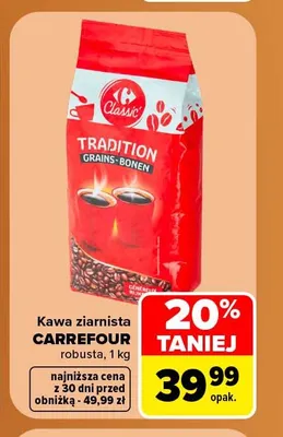 Kawa ziarnista Carrefour robusta promocja w Carrefour