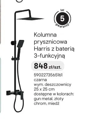 Kolumna prysznicowa Valvex Harris z baterią 3-funkcyjną czarna promocja w Castorama