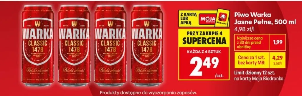 Piwo Jasne Pełne promocja w Biedronka