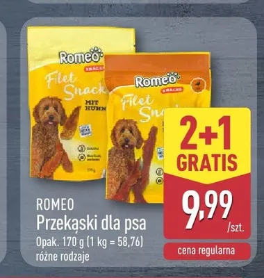 Przekąski dla psa Romeo Filet Snack z wołowiną promocja w Aldi