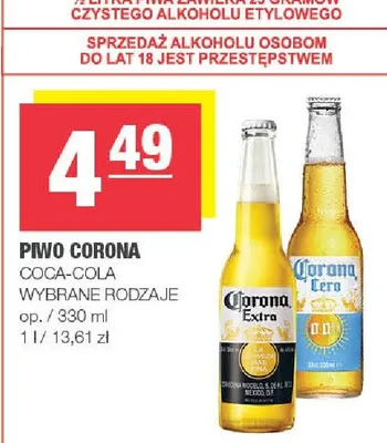 Piwo Corona Cero Coca-Cola bezalkoholowe promocja w SPAR