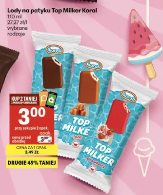 Lody na patyku Top Milker czekolada Koral promocja w Delikatesy Centrum
