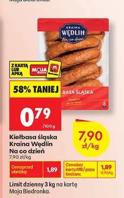 Kiełbasa śląska Kraina Wędlin Na co dzień promocja w Biedronka