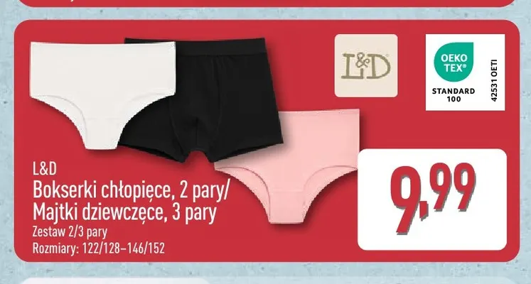 Majtki dziewczęce 3-pak L & D promocja w Aldi