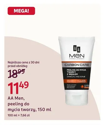 Peeling do mycia twarzy AA Men promocja w Rossmann