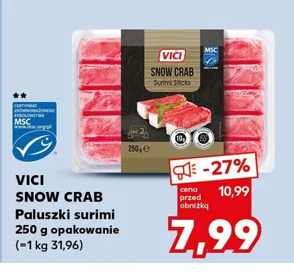 Paluszki surimi Snow Crab Vici promocja w Kaufland