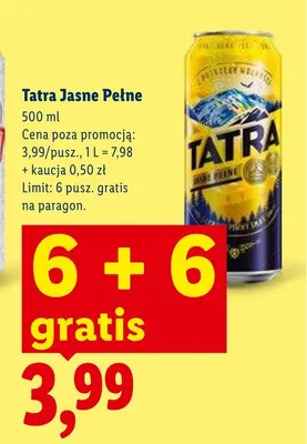 Piwo Tatra Jasne Pełne promocja w Lidl