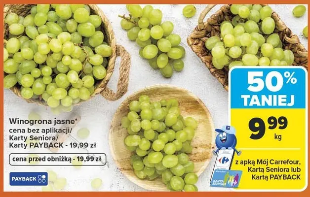 Winogrona jasne promocja w Carrefour