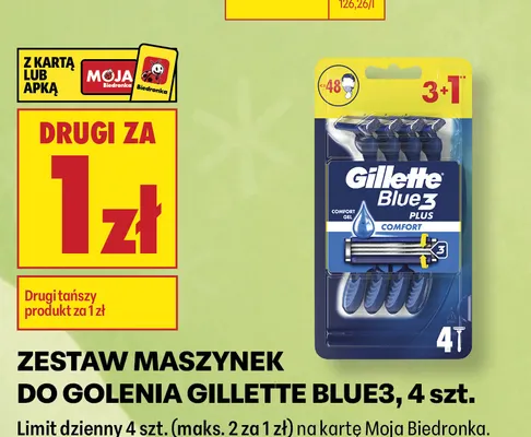 Maszynki do golenia Gillette Blue3 Plus Comfort 4-pak promocja w Biedronka