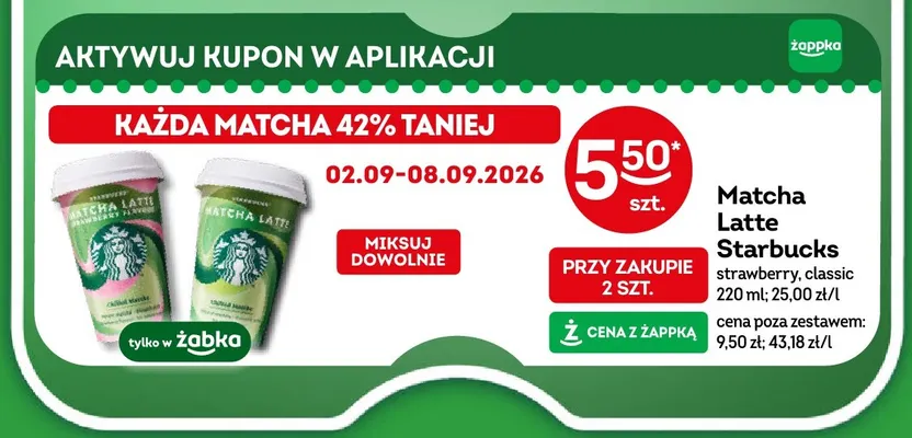 Matcha Latte Starbucks classic promocja w Żabka