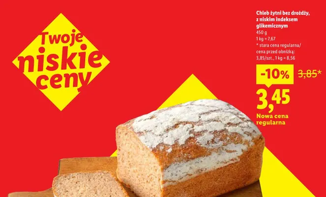 Chleb żytni bez drożdży z niskim indeksem glikemicznym promocja w Lidl
