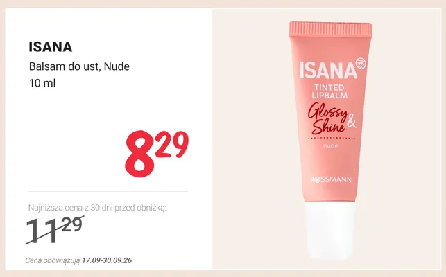 Balsam do ust nude Isana promocja w Rossmann