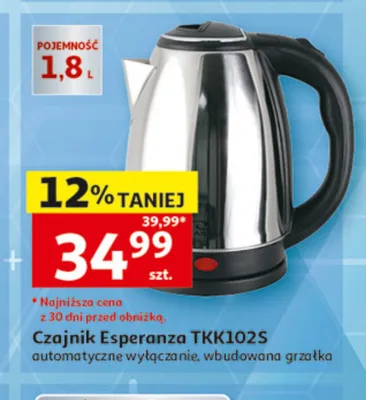 Czajnik elektryczny Esperanza TKK102S 1,8 l promocja w Auchan