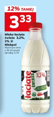 Mleko świeże Łaciate 2% promocja w Hitpol