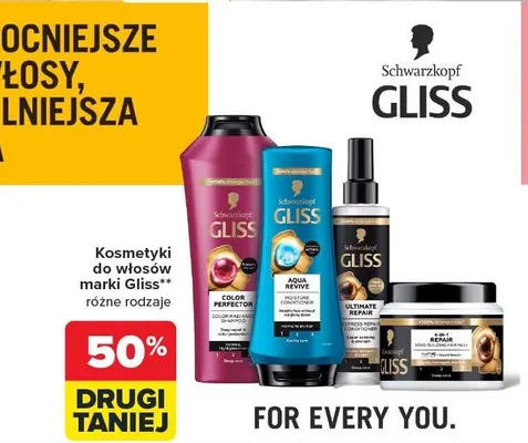 Kosmetyki do włosów różne rodzaje Gliss promocja w Carrefour