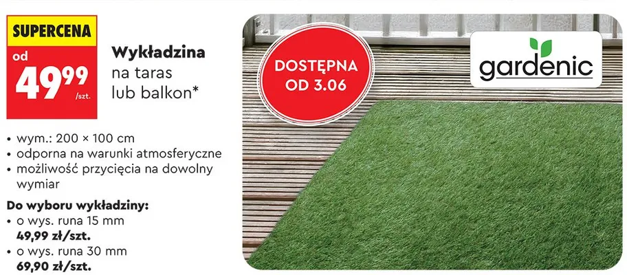 Wykładzina na taras lub balkon Gardenic promocja w Biedronka