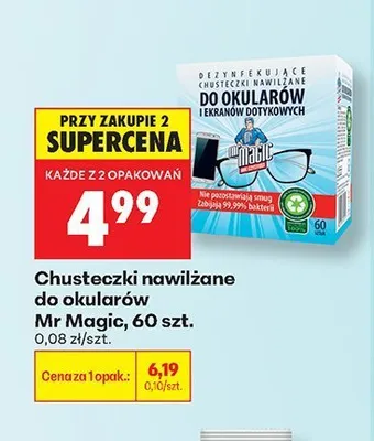 Chusteczki nawilżane do okularów Mr Magic promocja w Biedronka